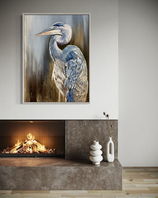 Great Blue Heron Painting 48x36 inches SOLD OUT