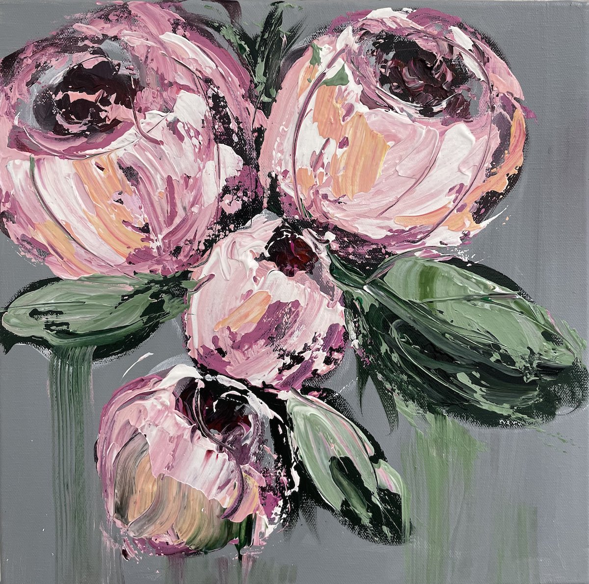 Floral Abstract Paintings 12x12 inches