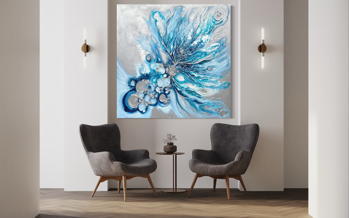 Blue Abstract Painting 60x60 inches