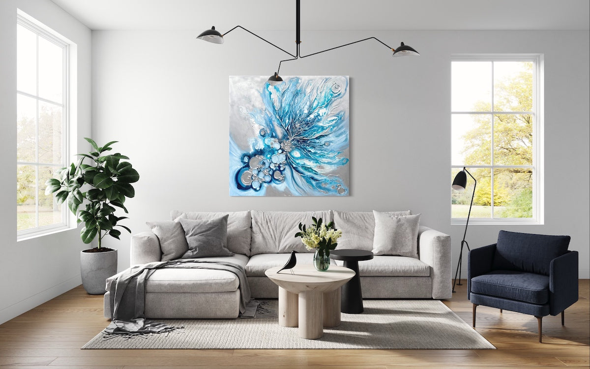 Blue Abstract Painting 60x60 inches