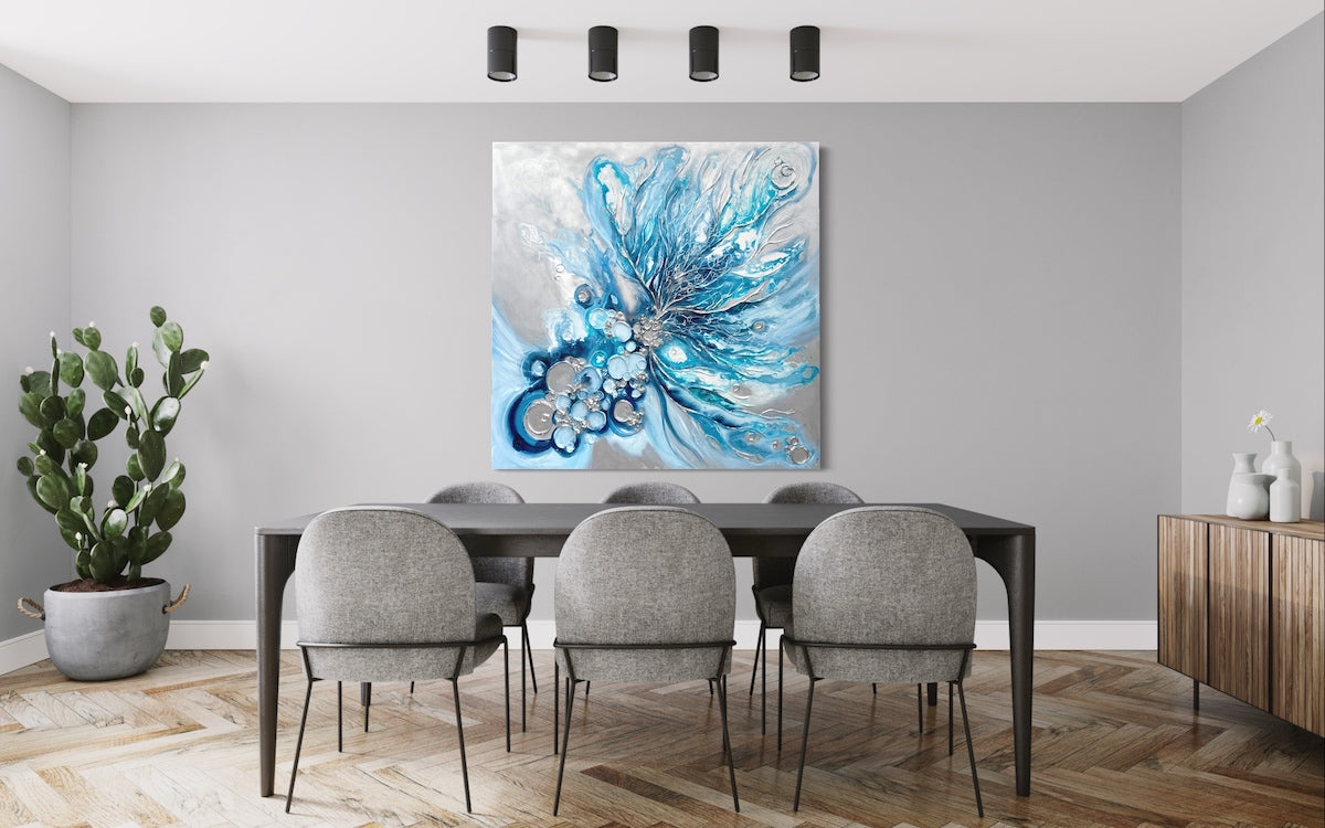 Blue Abstract Painting 60x60 inches