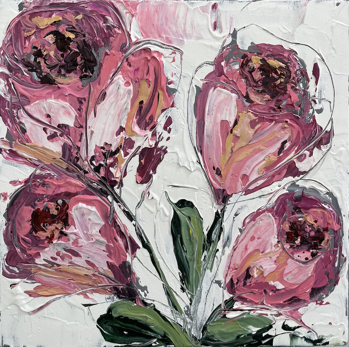 Floral Abstract Paintings 12x12 inches