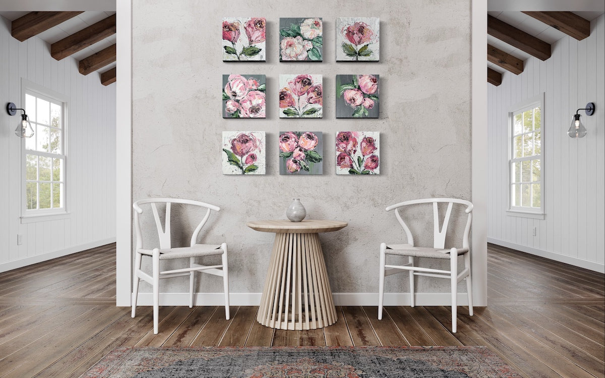 Floral Abstract Paintings 12x12 inches