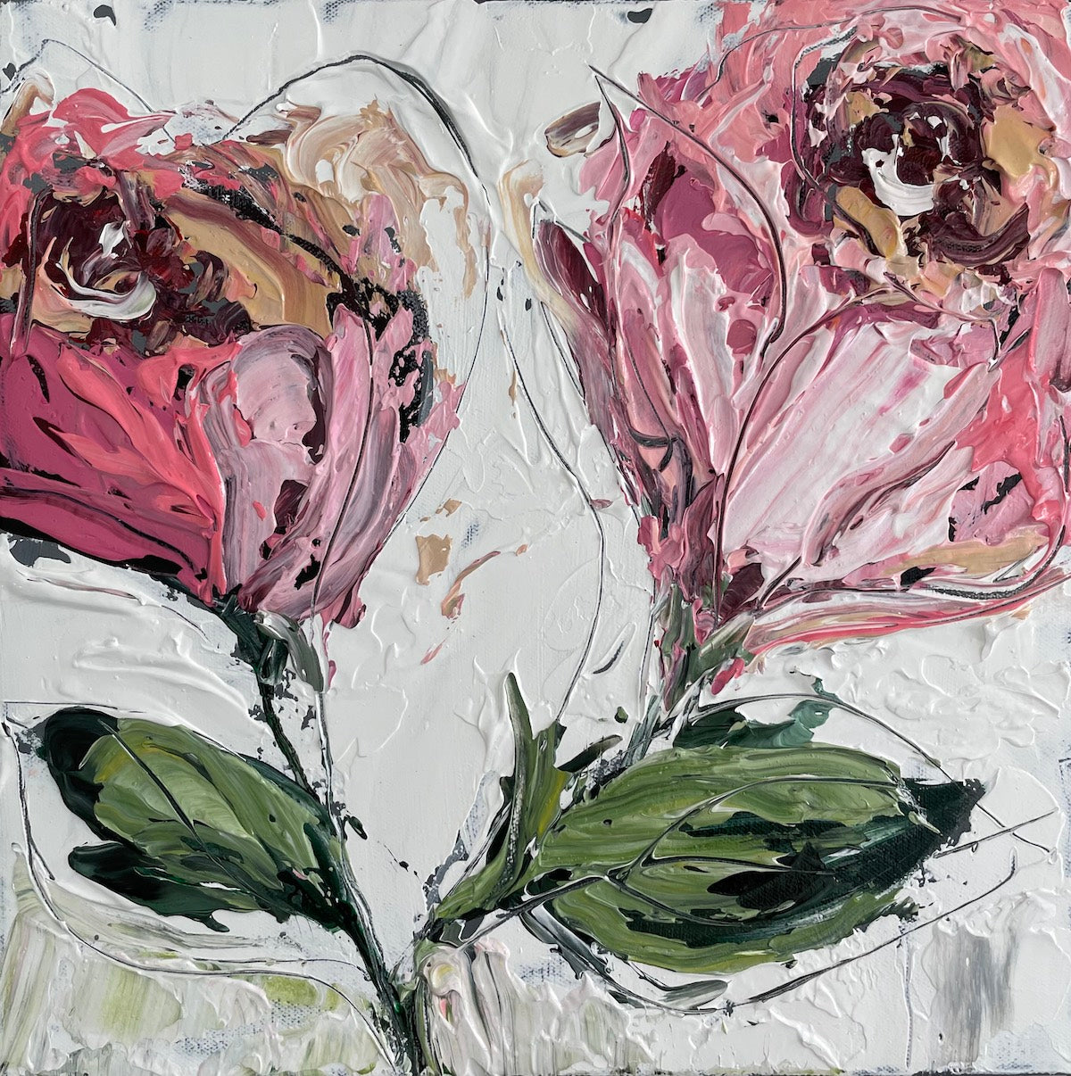 Floral Abstract Paintings 12x12 inches