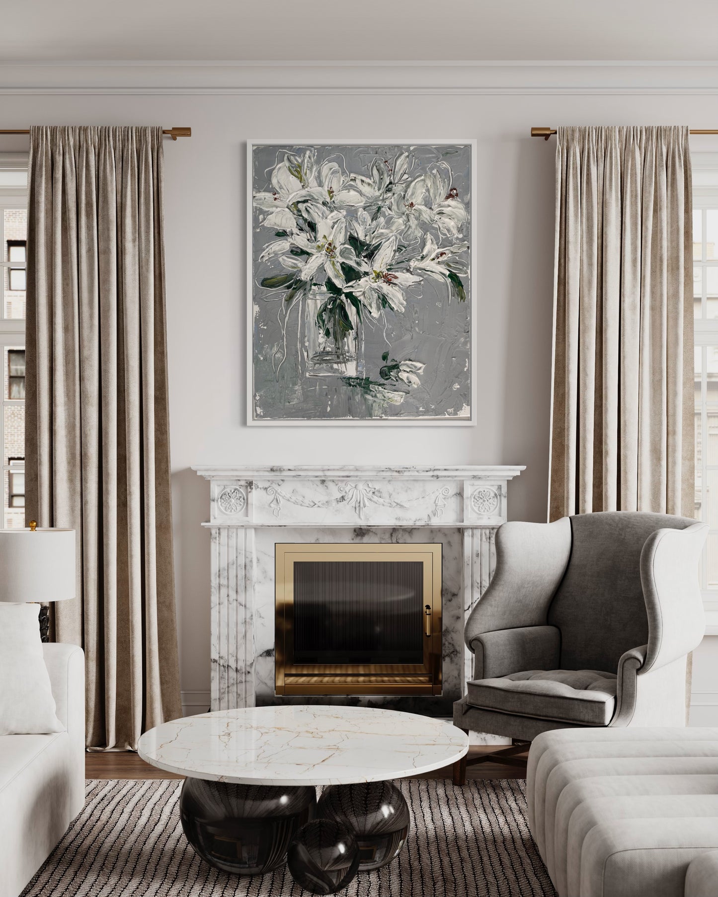 White Lilies Painting 48x36 inches