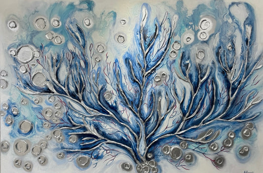 Navy Coral Painting 40x60 inches