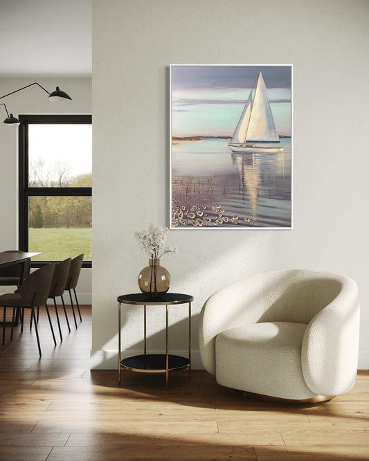 Carter's Creek Painting in White Frame 48x36 inches