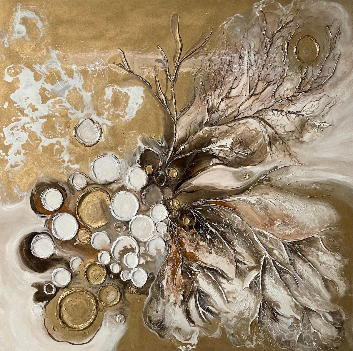 Gold Coral Painting 60x60 Inches