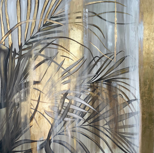 24k Gold Leaf Palms 60x60 inches
