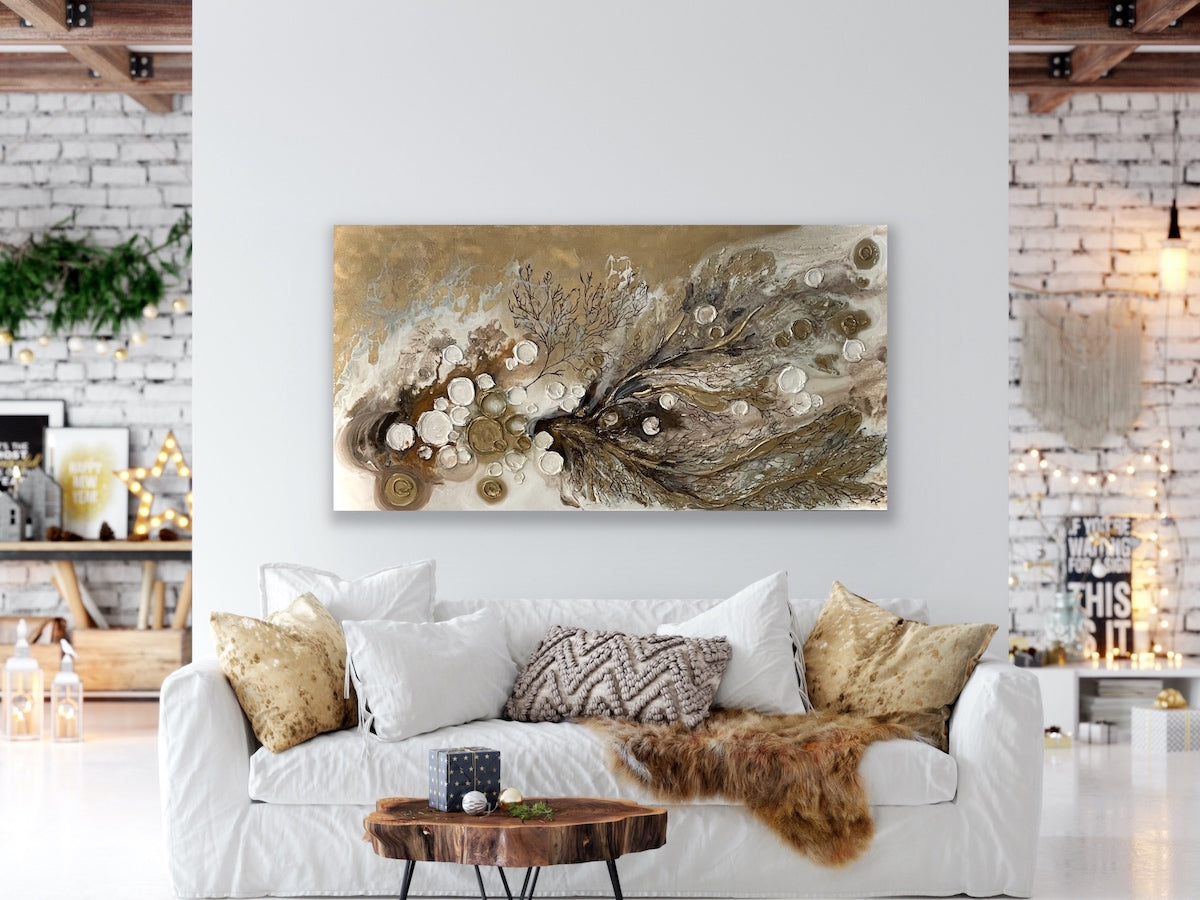 Gold Painting Above Couch