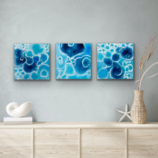 Atlantic Seafoam Triptych 12x12 inches
