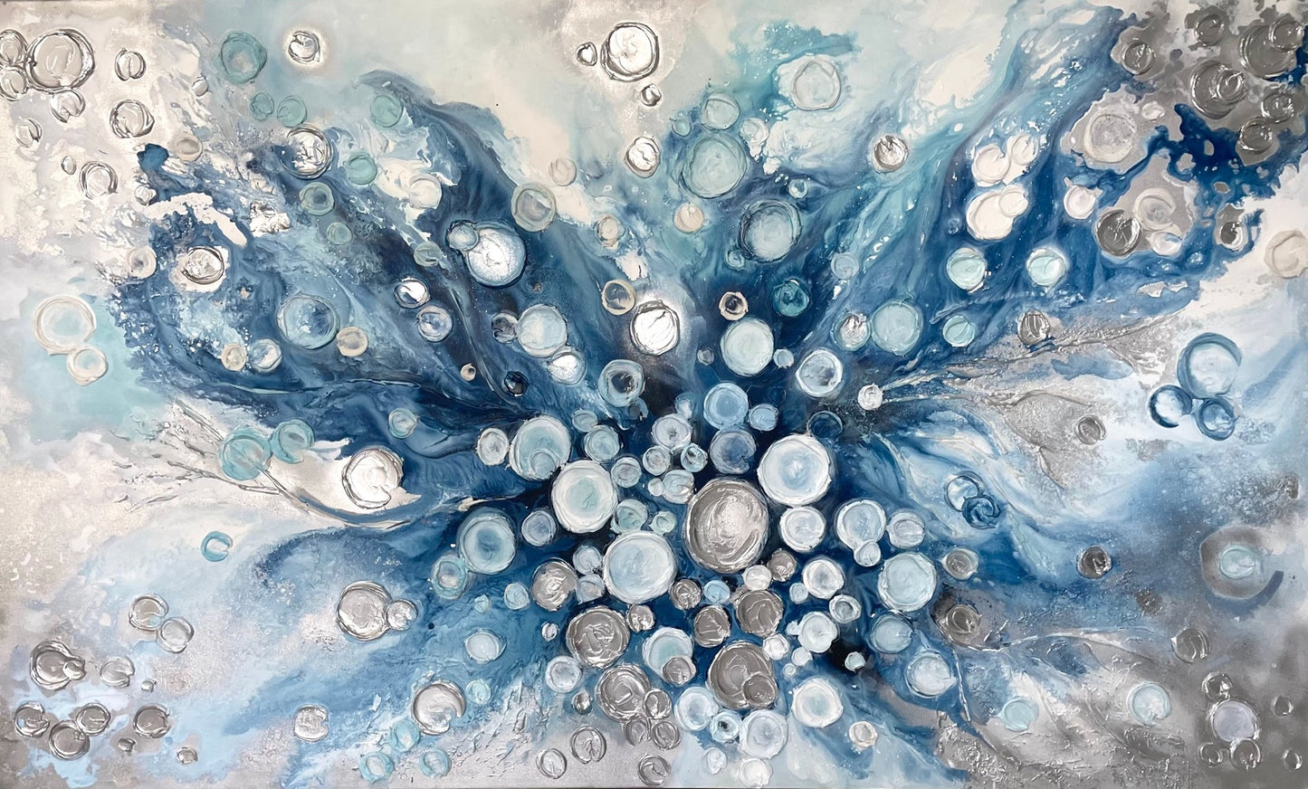 Silver and Blue Barnacles 40x82 inches