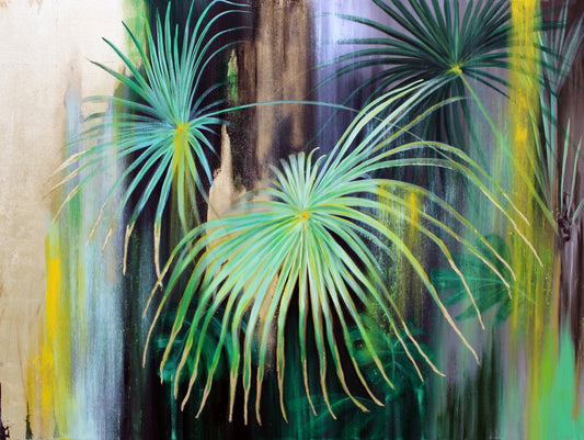 Fireworks Palms with Gold Leaf 40x60 inches