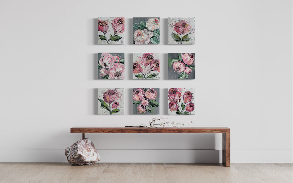 Floral Abstract Paintings 12x12 inches