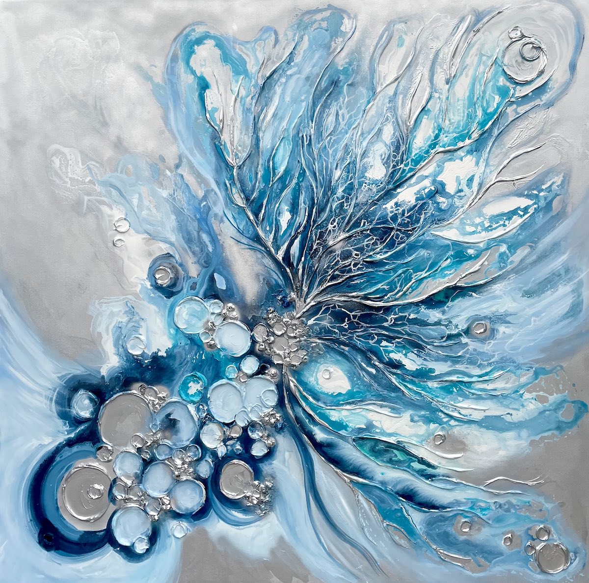 Blue Abstract Painting 60x60 inches