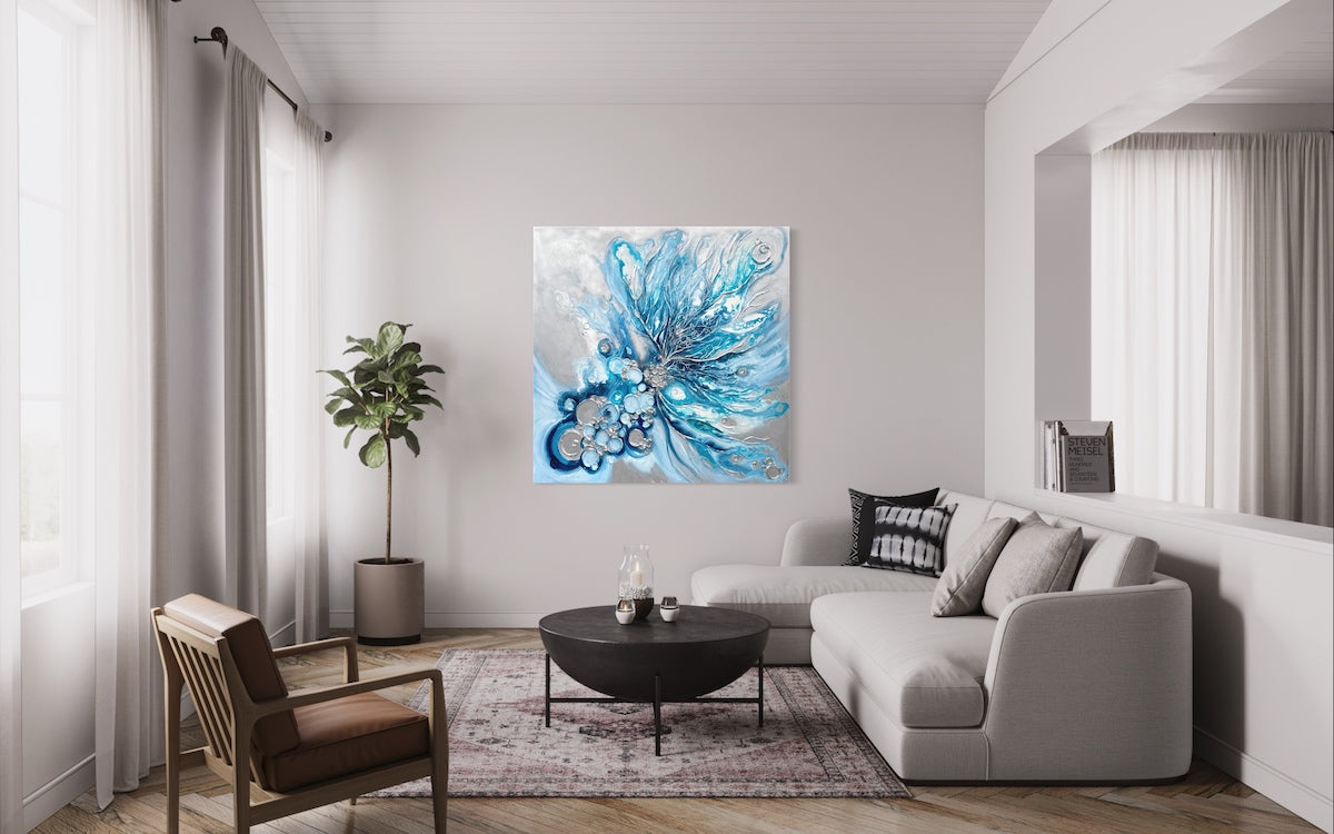 Blue Abstract Painting 60x60 inches