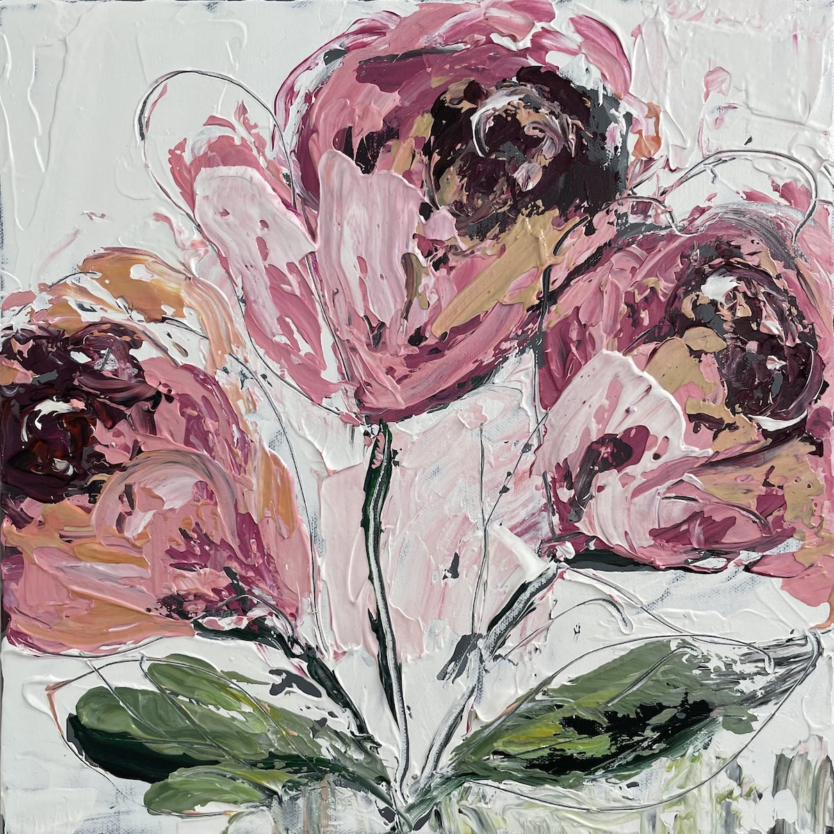 Floral Abstract Paintings 12x12 inches
