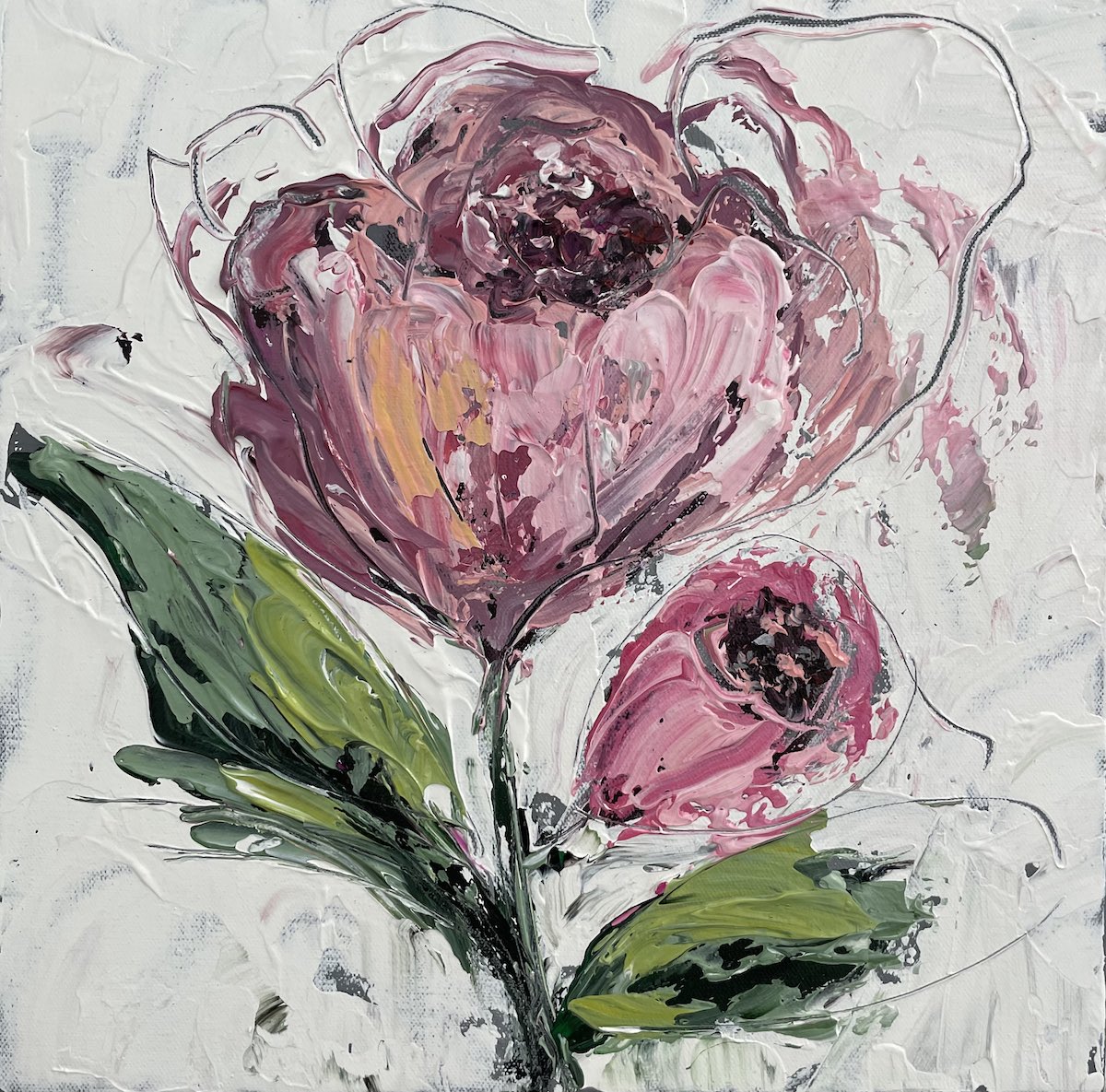 Floral Abstract Paintings 12x12 inches